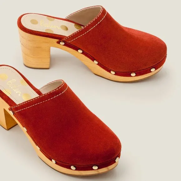 BODEN Claudette Suede Clogs in Rust Size 40 (8.5 US) - Picture 2 of 10